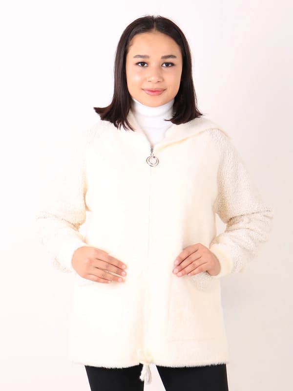 Женская плюшевая полупальто с капюшоном от Azaly
