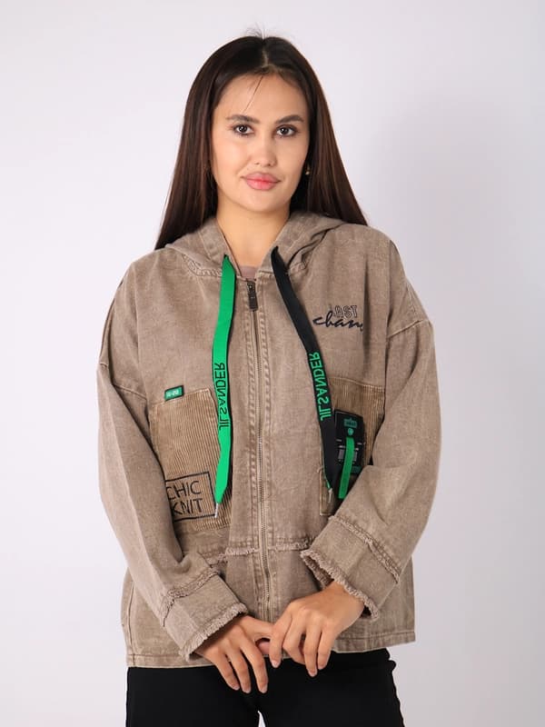 Женская джинсовая куртка oversize, из кашемира, размер XL-XXXL